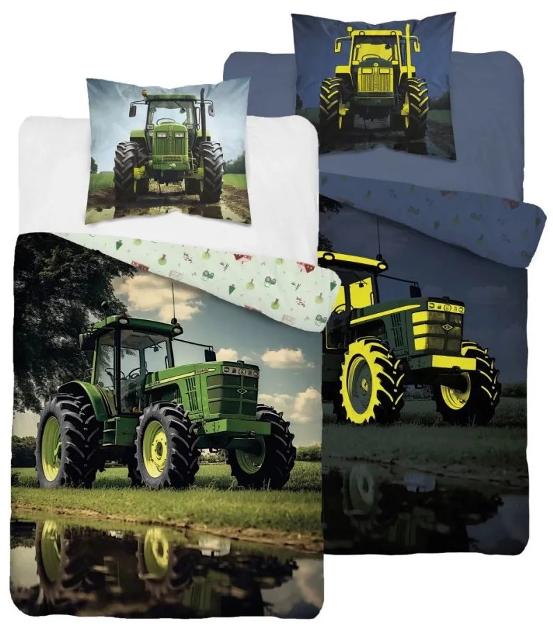Detská posteľná bielizeň 100 % bavlna –  Traktor - svieti v tme Šírka: 140 cm | Dĺžka: 200 cm
