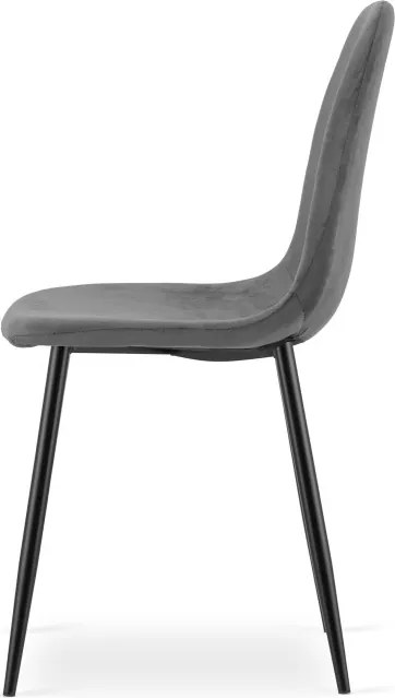 Set troch jedálenských stoličiek PADVA zamatové tmavosivé / čierne nohy (3 ks)