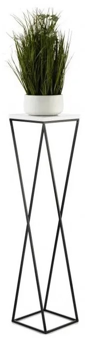 HowHomely Stojan na kvety LOFT 100x24 cm čierna/biela 10-1631-100-BW-MDF