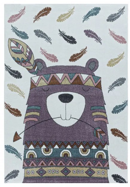 Detský koberec Funny indián, fialový / krémový