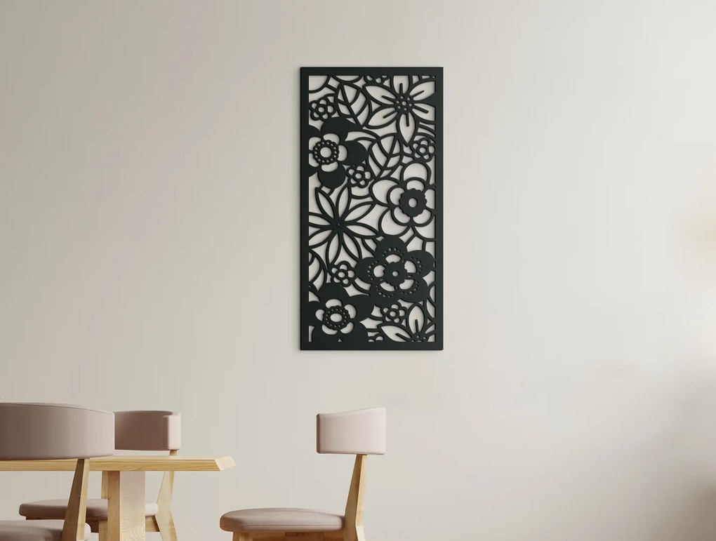 drevko Obraz na stenu Kvetinová záhrada Rozmer obrazu: 44,5 x 22 cm, Farba dekorácie: Čierna