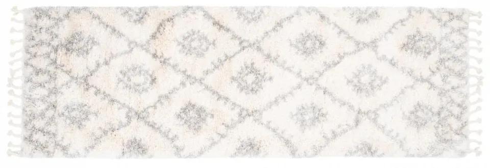 Kusový koberec shaggy Azteco krémovo sivý atyp 80x250cm
