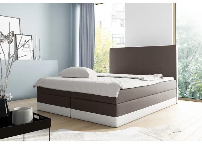 Čalouněná dvoulůžková postel Stefani hnědá, bílá 120 + toper zdarma