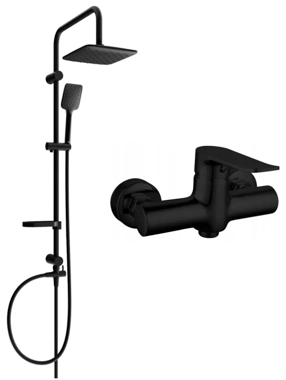 Mexen Sven sprchová zostava s dažďovou sprchou a sprchová batéria Pecos, čierna matná, 72740262-70