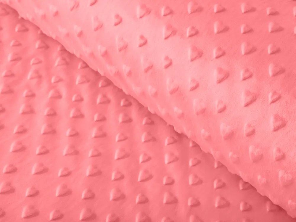 Biante Detská obliečka na vankúš Minky 3D srdiečka MKS-008 Svetlo koralová 70 x 90 cm