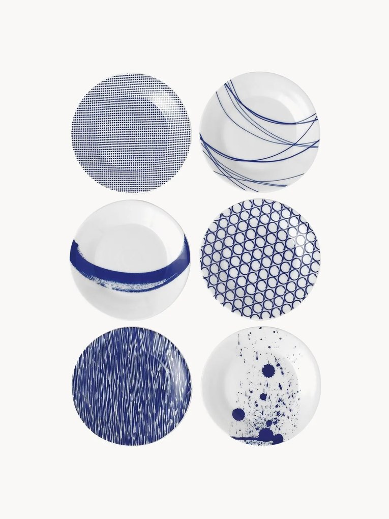 Súprava dezertných tanierov z porcelánu Pacific Blue, 6 dielov