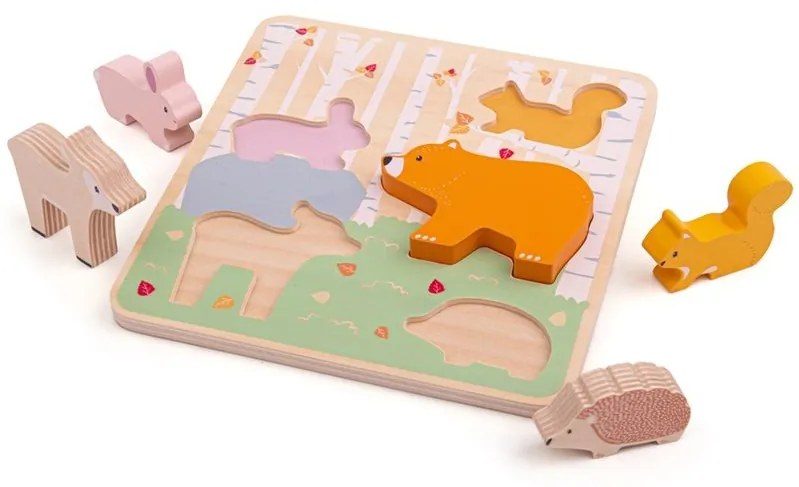Bigjigs Baby Drevené puzzle Woodland