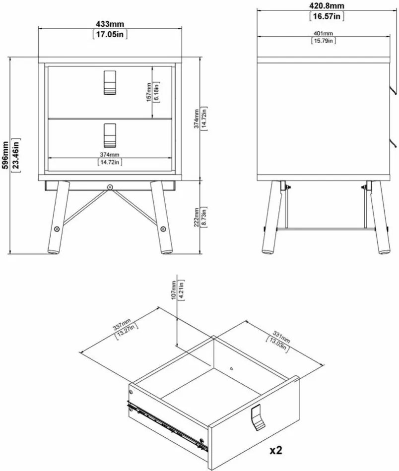 Nočný stolík Rony biely mat