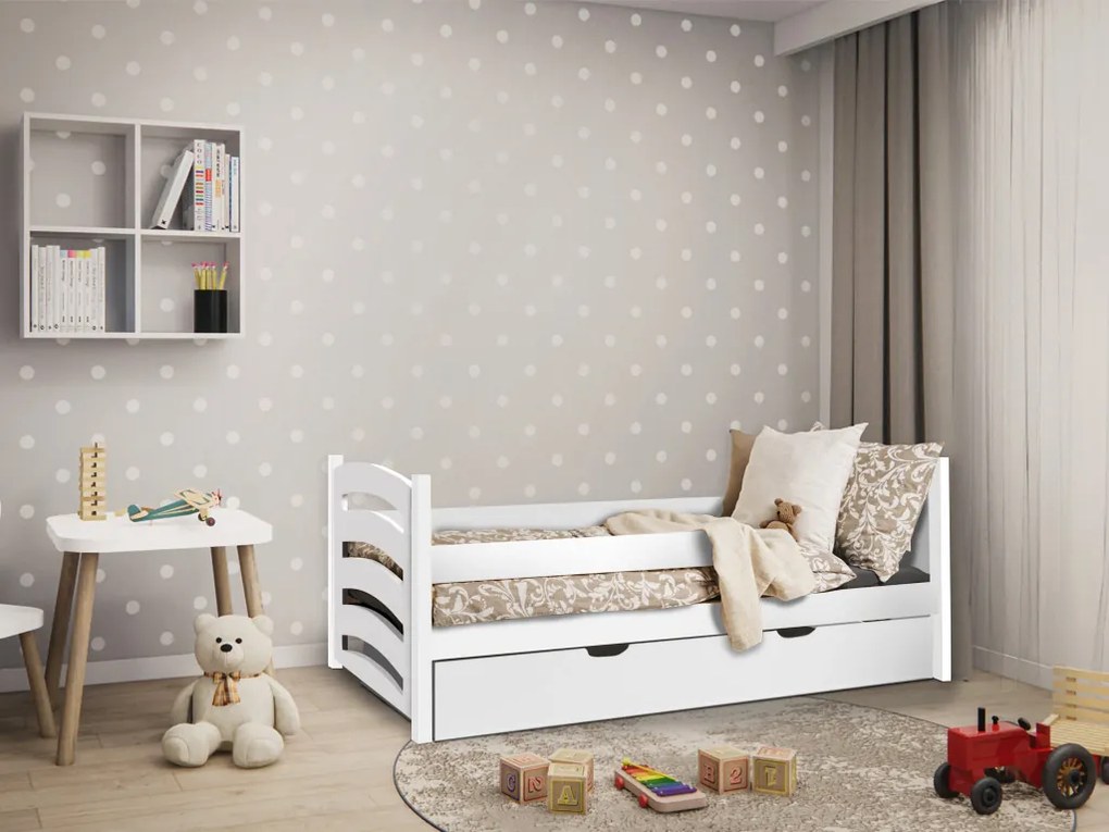 Detská posteľ MELA 80 x 160 cm, biela Rošt: Bez roštu, Matrac: Matrac EASYSOFT 10 cm