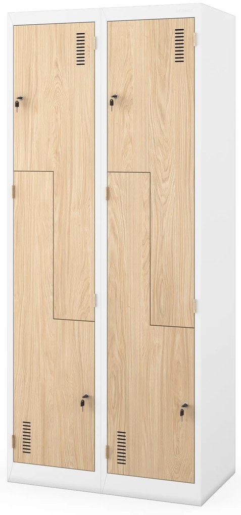 Kovová skriňa JULIA, 800 x 1850 x 450 mm, Eco Design: biela/dub sonoma