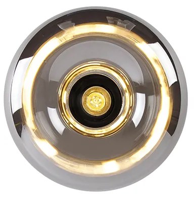 Stropné svietidlo v štýle Art Deco čierne s dymovým sklom - Busa