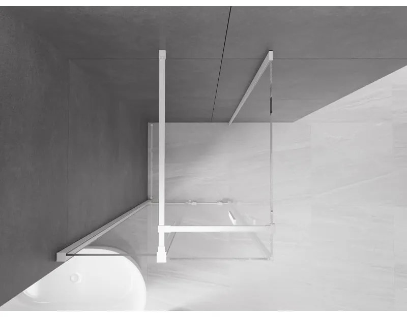 Mexen Velar, sprchový kút s posuvnými dverami 120(dvere) x 120(stena) cm, 8mm číre sklo, biela, 871-120-120-01-20