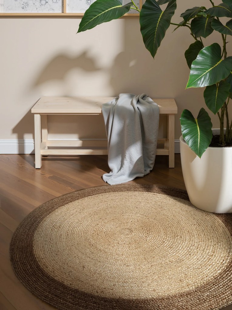 Hanse Home, Kusový koberec Looma 106224 Natur Ivory/Grey/Beige kruh, 240x240 (priemer) kruh, béžová, chodba / predsieň