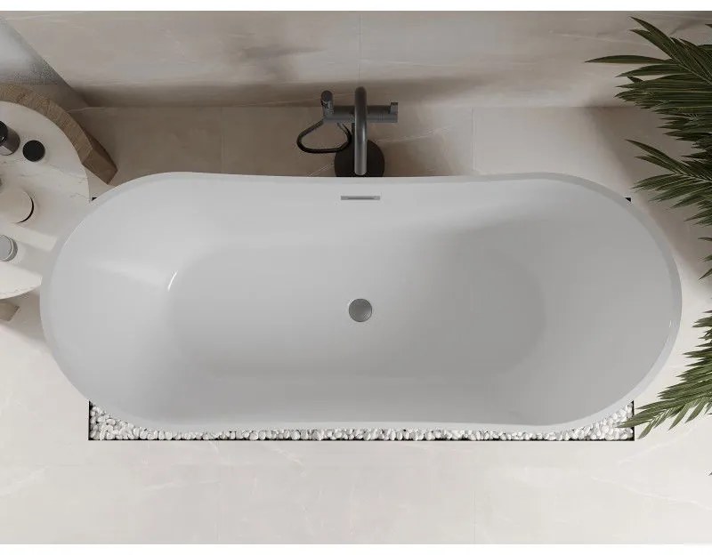 Mexen Celia, voľne stojaca vaňa 170 x 75 cm, biela, brúsený grafit prepad, 52331707500-95