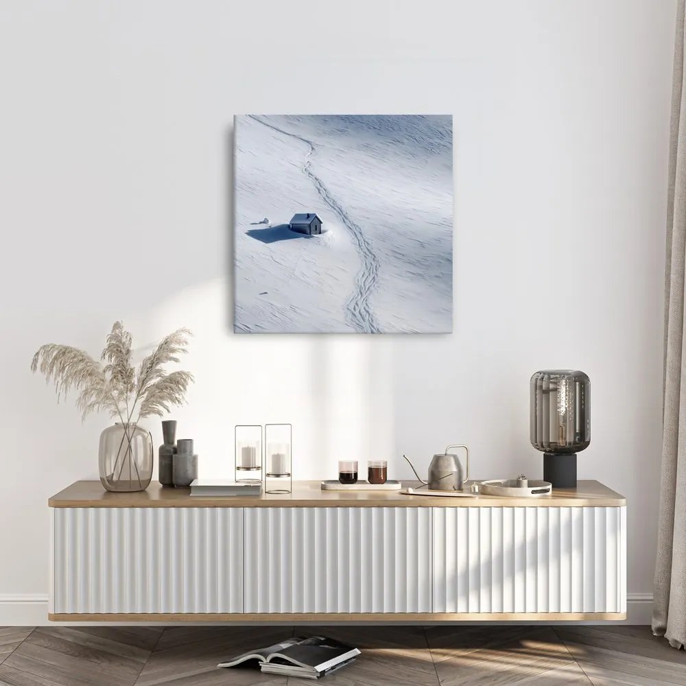 Obraz osamelá chata v zime