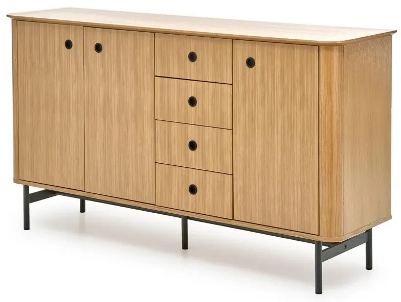 Nízka komoda Smart KM-1 167 cm dub přírodní/čierna