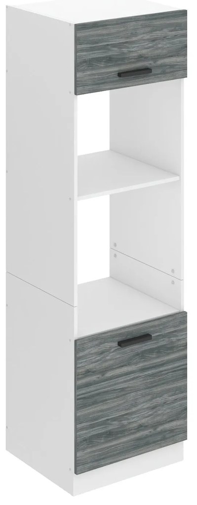 Vysoká kuchynská skrinka Belini Premium Full Version pre vstavanú rúru 60 cm šedý antracit Glamour Wood