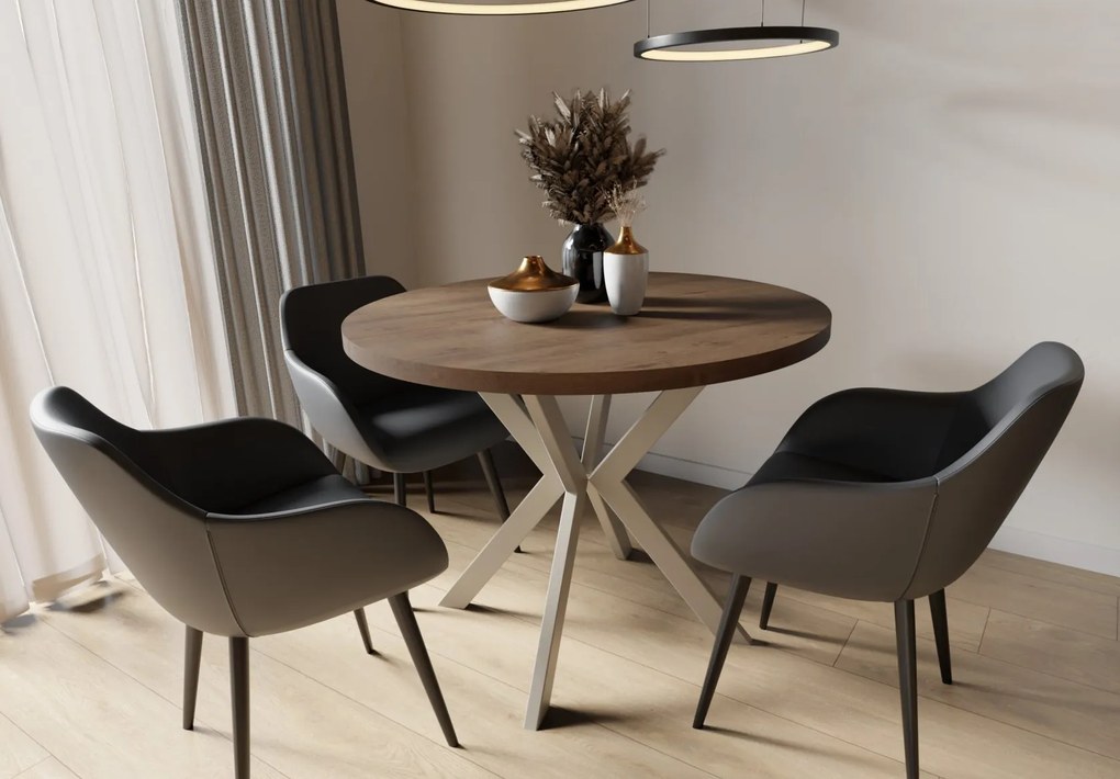 OKRÚHLY ROZKLADACÍ STÔL HAROLD 90 / 166 cm KAŠMÍR