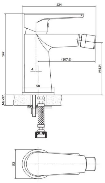 Cersanit S951-570 - Bidetová batéria MODUO čierna