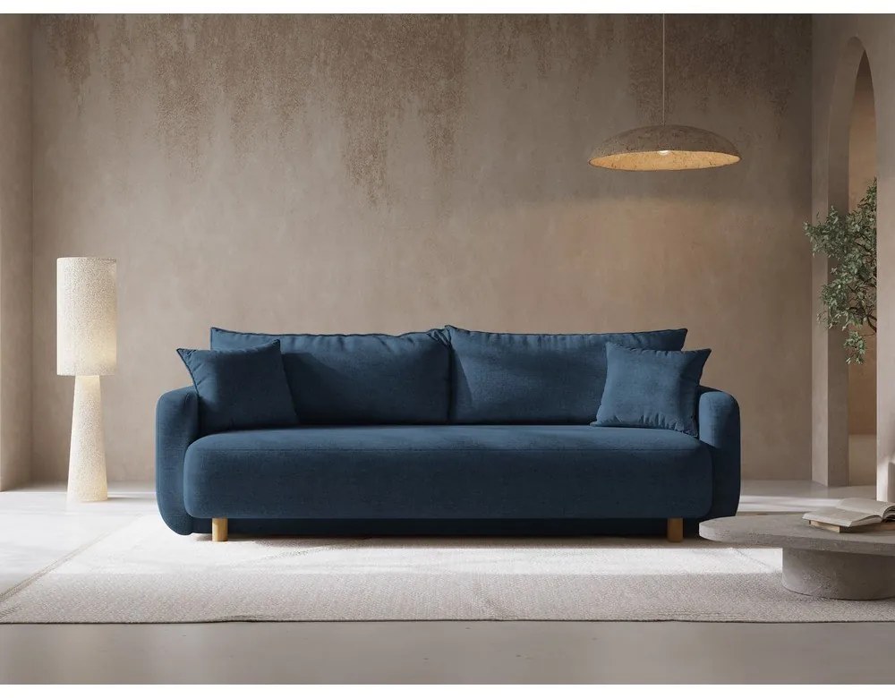 Tmavomodrá rozkladacia pohovka s úložným priestorom 231 cm Elen – Micadoni