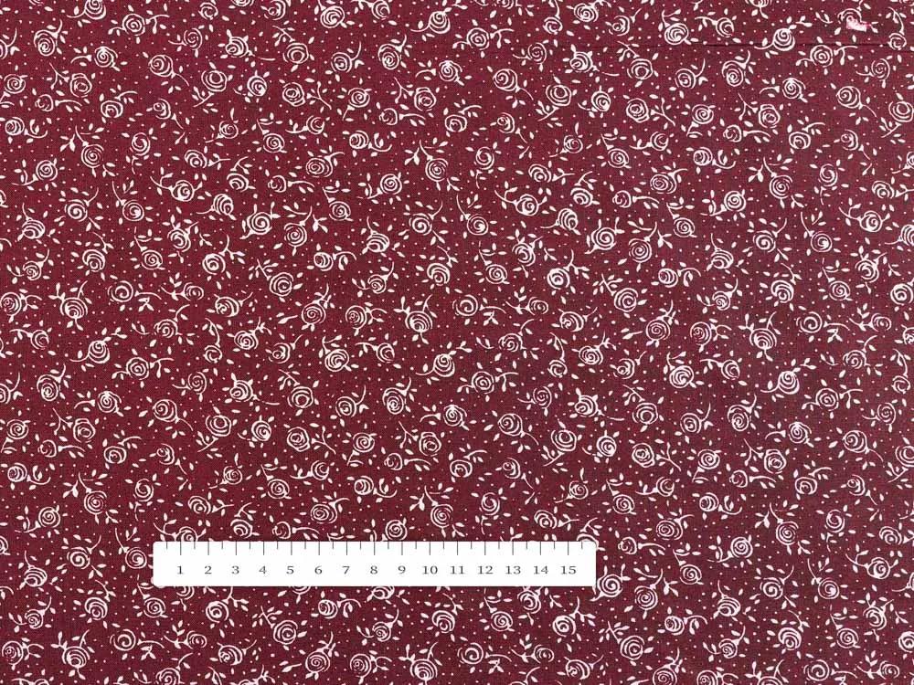 Biante Detský bavlnený záves Sandra SA-357 Drobné kvietky na tmavo červenom 130x140 cm