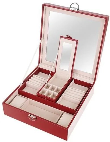 Beautylushh Luxusné šperkovnice so zrkadlom, bordo, 8891