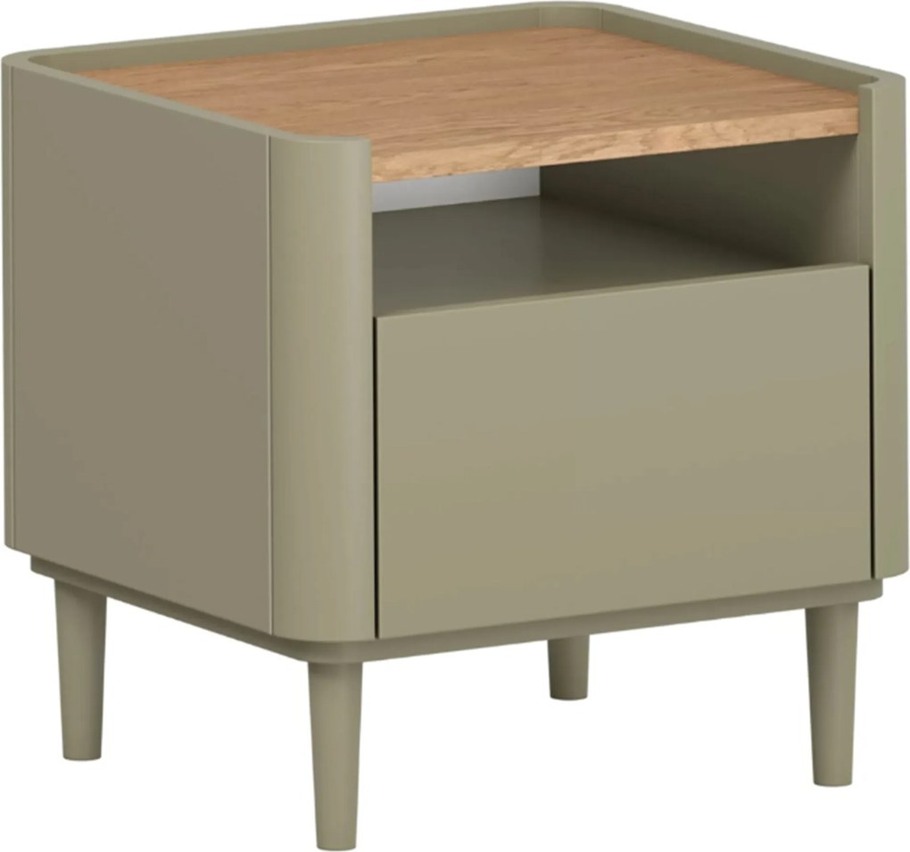 Nočný stolík Elivo 50 cm na nožičkách - eukalyptus / dub baltic dune