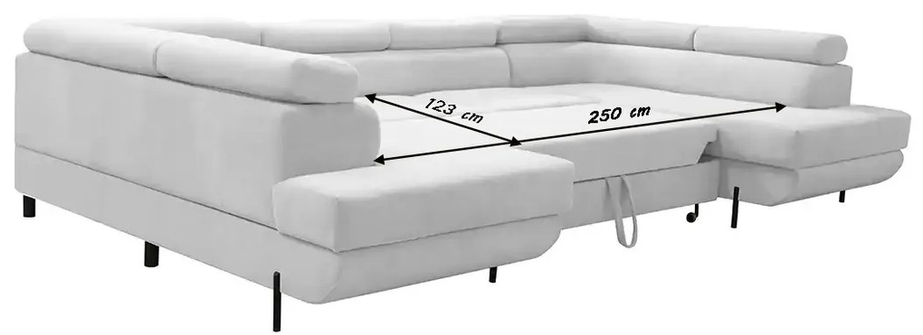 Rohová sedacia súprava - U s funkciou spania, vlnové pružiny SAMSUN Námorník