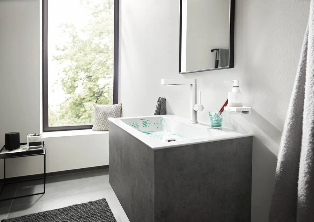 Hansgrohe Finoris, umývadlová batéria 230, s výpustom Push-Open a výsuvnou spŕškou, EcoSmart, biela matná, HAN-76063700