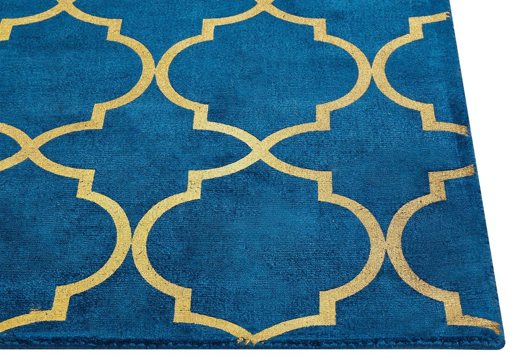 Viskózový koberec 160 x 230 cm Modrý YELKI Beliani