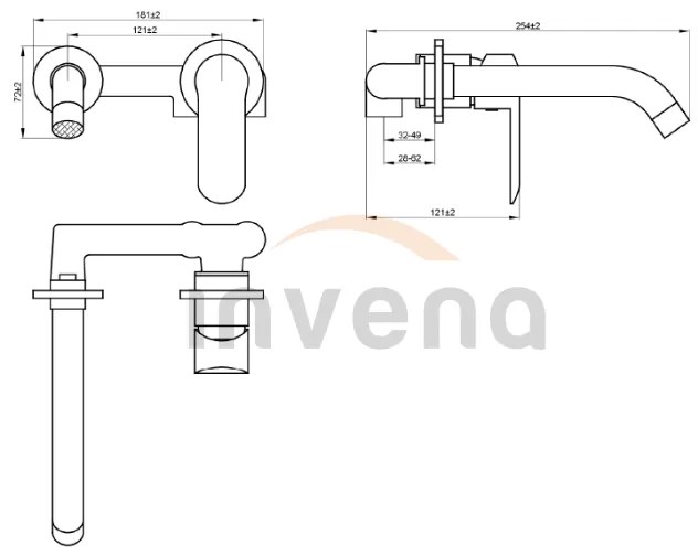 Invena Siros, podomietková umývadlová batéria, chrómová lesklá, BP-90-U01-A