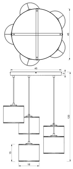 Luster na lanku LOFT SHADE 5xE27/60W/230V biela/zlatá