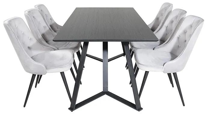 Marina Velvet Lyx stolová súprava čierna/sivá