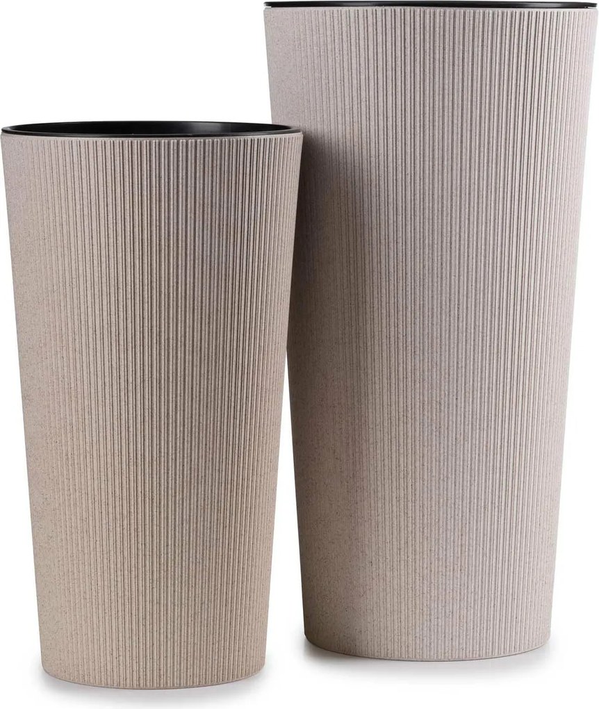PLASTOVÝ KVETINÁČ URBANIKA ECO SADA 2KS 57X30 CM+46,6X25,5 CM BÉŽOVÁ