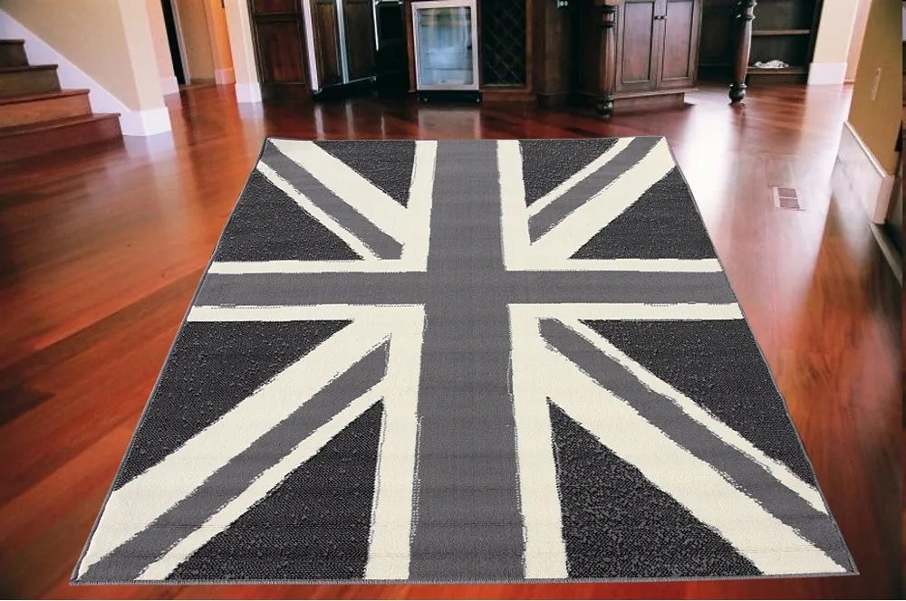 Kusový koberec PP vlajka Union Jack šedý, Velikosti 80x150cm