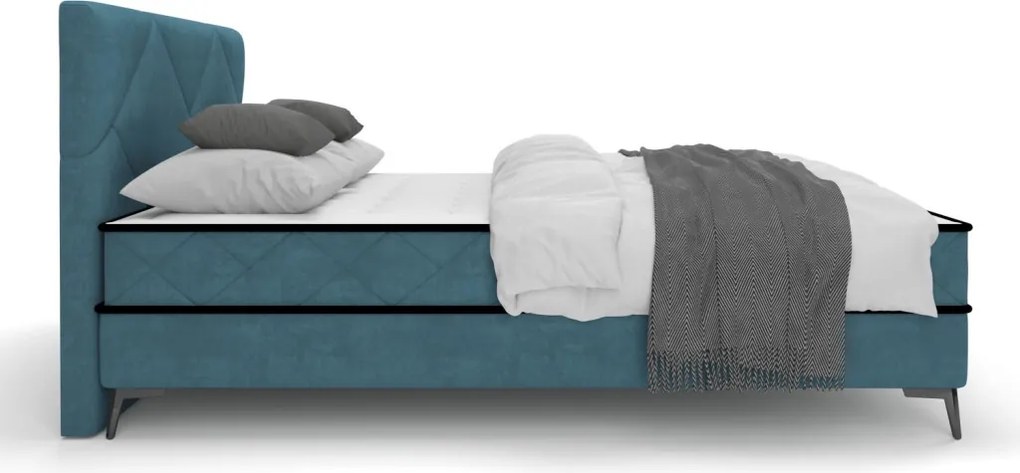 Posteľ Parana 160x200 cm, modrá aqua zamatová látka