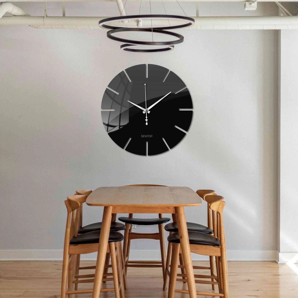 Hodiny na stenu z plexiskla farebné - APLEND: Šedá kovová Ral 7005 Strieborné ručičky 30 cm 4220-70063 X0106
