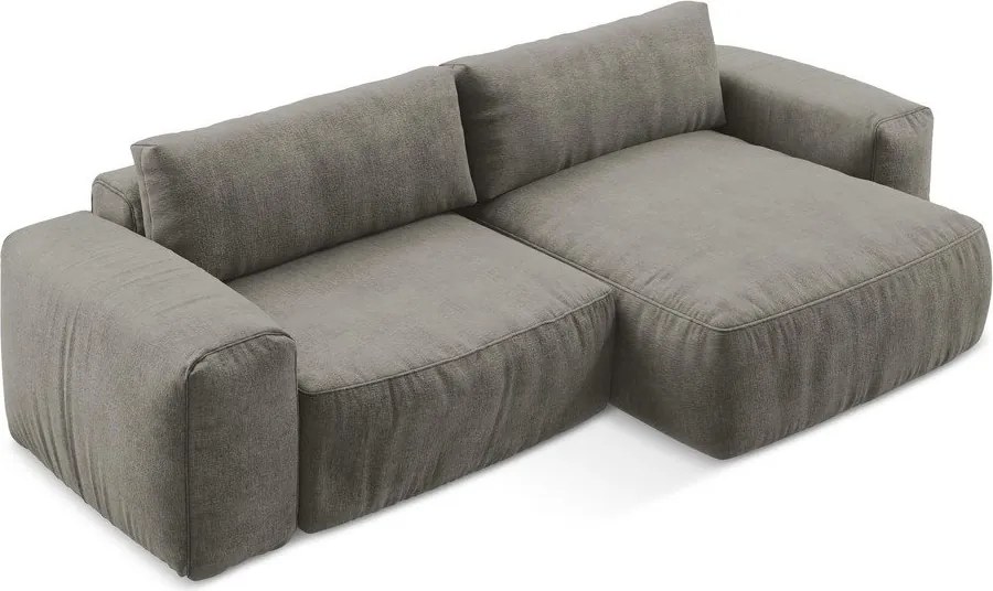 Sivá ženilková rozkladacia rohová pohovka (pravý roh/s leňoškou) Kuki – Makamii