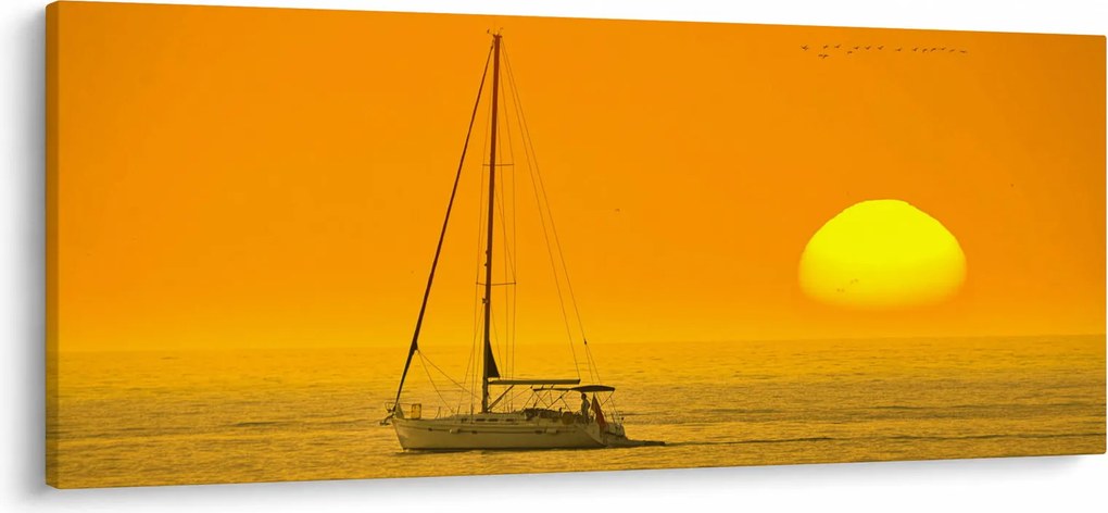 Obraz - Loďka uprostred mora (120x50 cm)