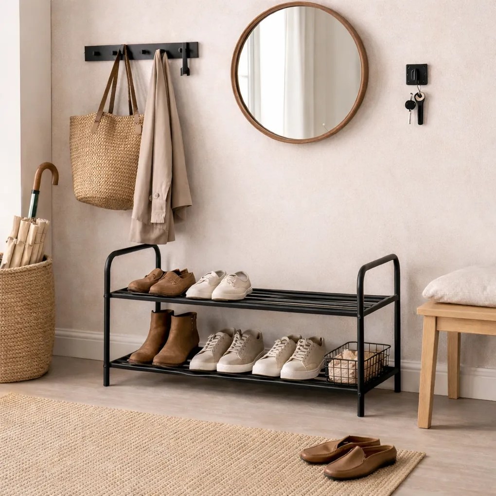 Kovový botník Patrick, 91 x 38,5 x 35 cm