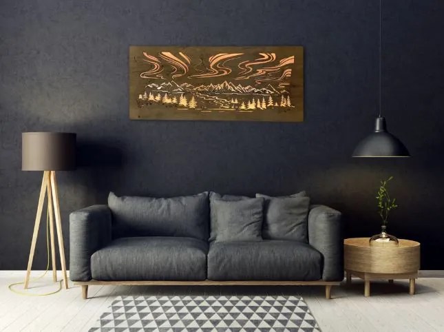 Svietiaci obraz Polárna žiara RGBW na batériu