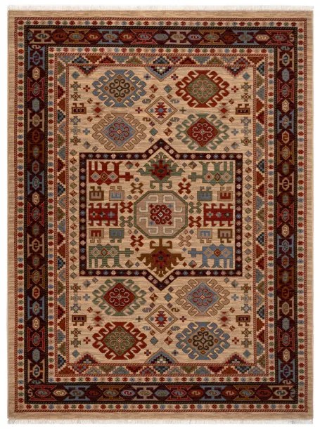 Koberec KESHAN, strapce 6668/53555 béžový / bordový