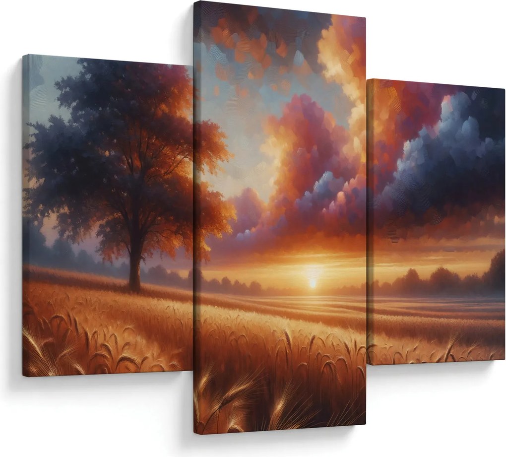 Obraz – Západ slnka na poli (90x60 cm)