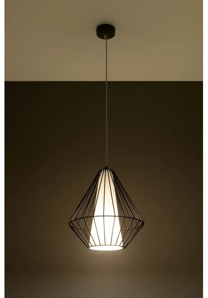 Luster na lanku DEMI 1xE27/60W/230V čierna/biela
