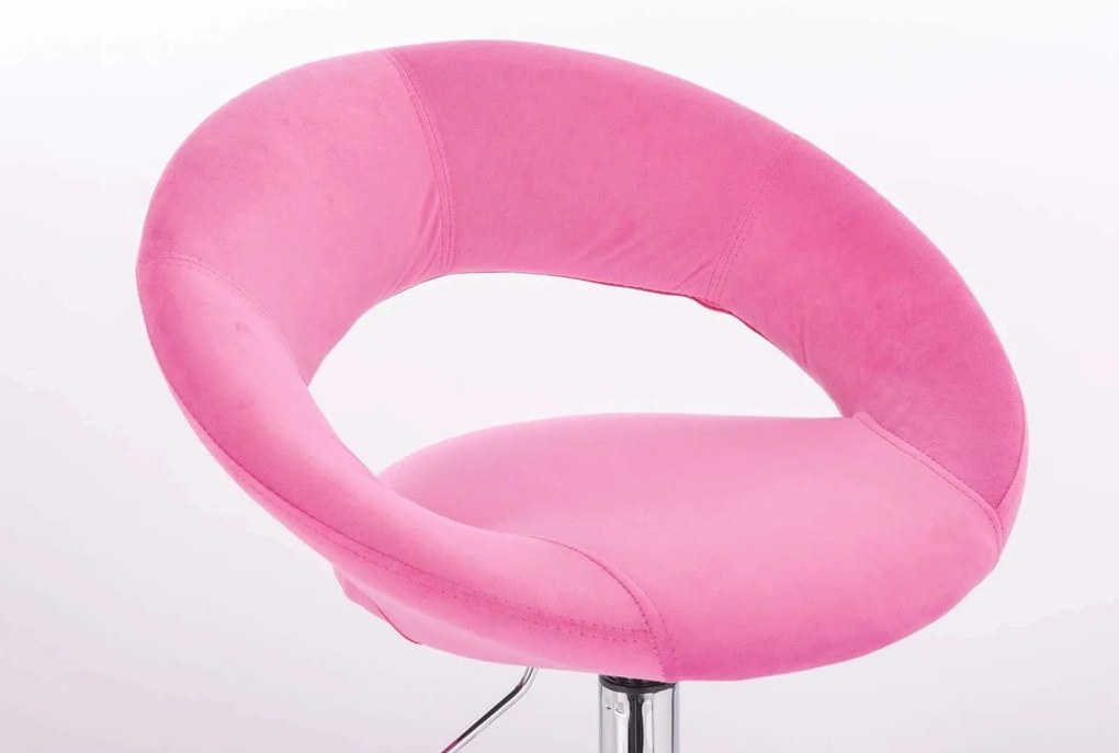 LuxuryForm DESIGN Stolička NAPOLI VELUR na striebornej podstave s kolieskami - ružová