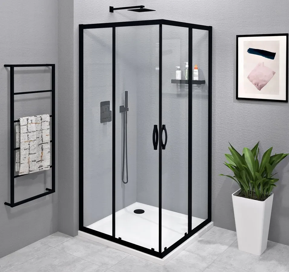 Gelco Gelco, SIGMA SIMPLY BLACK obdĺžniková sprchová zástena 900x800 mm, L/P varianta, rohový vstup, Brick sklo, GS2490B-01