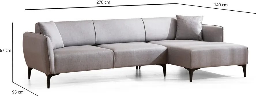 Svetlosivá rohová pohovka Belissimo, pravý roh – Balcab Home