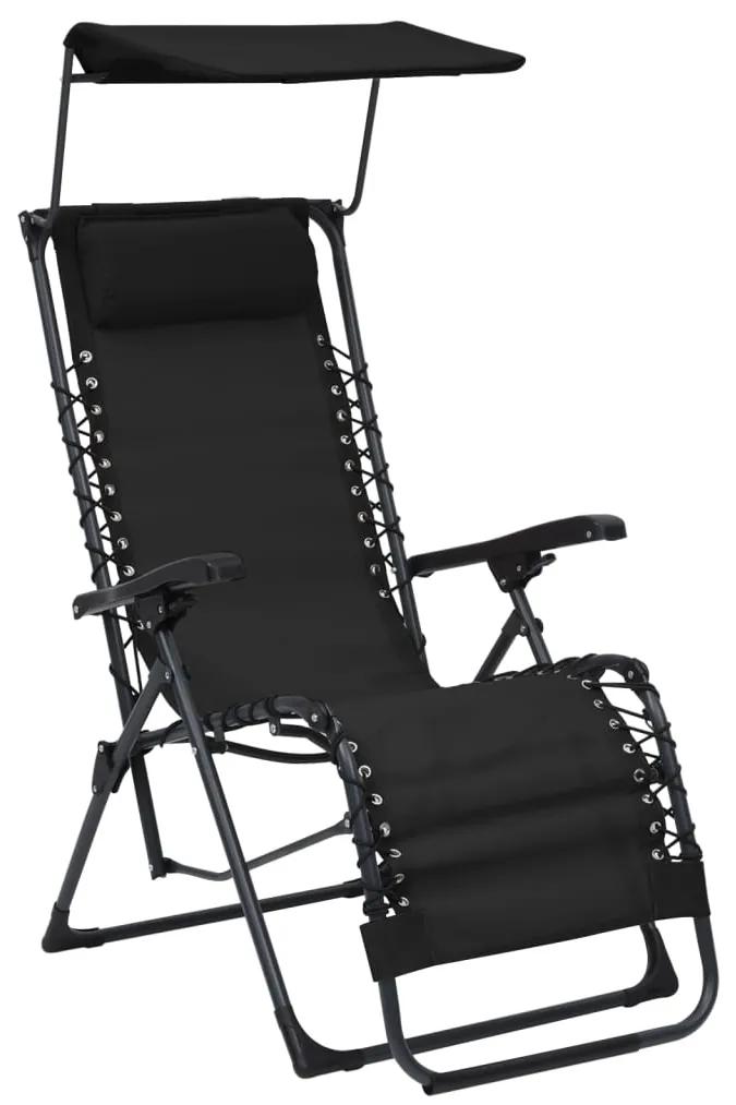 Skladacia terasová stolička textilénová čierna