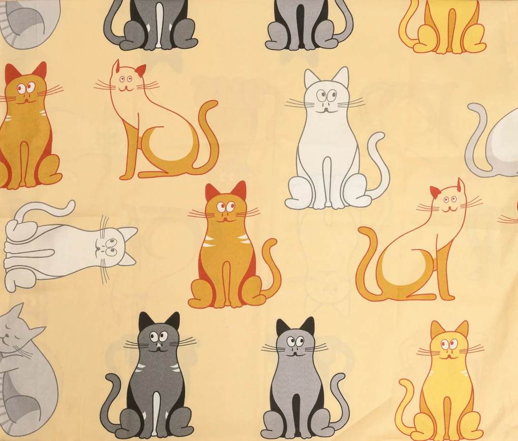 Bavlnené obliečky CHROMA CATS krémové Rozmer obliečky: 2 ks 70 x 90 cm | 200 x 220 cm
