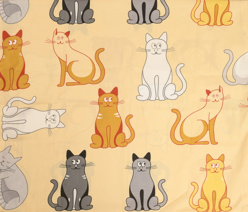 Bavlnené obliečky CHROMA CATS krémové Rozmer obliečky: 70 x 90 cm | 140 x 200 cm